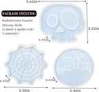 Halloween Coaster Resin Mold, 6Pcs Coaster Silicone Molds for Epoxy Resin, Skull Spider Web Cemetery Coaster Mold for Epoxy Casting, Jewelry Storage Candle Holder Mold for Craft Home Halloween Decor