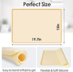 TOHONFOO Silicone Coffee Maker Mat with Lip, 19.7'' x 15'' Heavy Duty Coffee Maker Mat for Countertops, Coffee Tray Fit Under Coffee Machine Appliance Automatic Machines Espresso Accessory, Beige