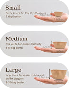 qiqee 600 Count Mini Cupcake Liners Natural Muffin Liners Food Grade Brown Baking Cups Paper No Smells（Small Size）