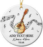 Unique Mandolin Ceramic Christmas Tree Ornament, Customized Year Text Name Keepsake Xmas Ornaments Gift for Mandolin Player Mandolinist Women Men, Personalized Mandolins Instrument Ceramic Ornament