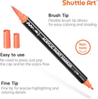 Shuttle Art 28 Colors Dual Tip Acrylic Paint Markers, Brush Tip and Fine Tip Acrylic Paint Pens for Rock Painting, Ceramic, Wood, Canvas, Plastic, Glass, Stone, Calligraphy, Card Making, DIY Crafts