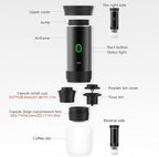 Irishom Portable Coffee Machine, 3 in 1 Cordless Electric Coffee Maker, Work with Capsule and Ground Coffee, Cold Brew and Heating Coffee Maker with 150ml Cup
