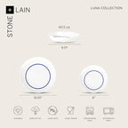 Stone Lain Luna 12-Piece Porcelain Dinnerware Set, Plates and Bowls Set, Dish Set for 4, Blue