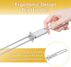 Skewers for Grilling- 17 inch (6 Pack) Double Pronged Flat Stainless Steel BBQ Skewer with Push Bar- Kabob Skewers Skewer Sticks for Camping or family - Reusable, BBQ Accessories