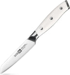 Klaus Meyer Stahl 3.5 inch Paring Knife High Carbon Exclusive German Steel Fruit Knife, Small Kitchen Knife with Ergonomic Handle (White)