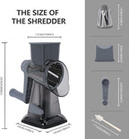 Rotary Cheese Grater Multi-Purpose Stainless Steel Shredder- Cheese Grater With handle Effortless Grating of Vegetables, Nuts and Fruits,with Suction Base and Cleaning Brush (gray)