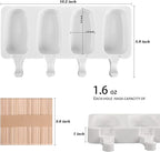 WMKGG Popsicle Silicone Molds Set, 2 PCS Ice Cream Molds with 50 Wooden Sticks for Cake Pop, Ice Pop, Cakesicles, (Standard Size/White) …