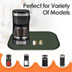 Silicone Coffee Maker Mat with Lip, 17.4'' x 10.6'' Heavy Duty Coffee Maker Mat for Countertops, Coffee Tray Fit Under Coffee Machine Appliance Automatic Machines Espresso Accessory, Dark Olive