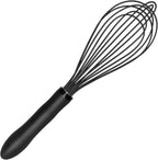 TEEVEA Silicone Whisk Stainless Steel Heat Resistant Non Scratch Kitchen Cooking Utensil for Blending Whisking Beating Frothing Stirring 11 Inch Black