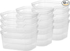 Sterilite 7 x 11 x 14.25 Inch Polished Open Scoop Front Storage Bin with Comfortable Carry Through Handles for Household Organization, Clear (12 Pack)