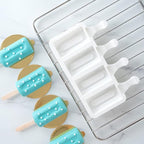 Pastry Tek 4 Cavities Popsicle Mold, 1 Cylinder Cakesicle Mold - Flexible, Freezable, White Silicone Cake Popsicle Mold, Easy Release, For Baking - Restaurantware