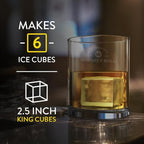 BLOXX Silicone Ice Cube Tray with Lid for Freezer | BPA Free Ice Cube Tray Mold Makes 2in Cubes | Stackable Ice Cube Molds is Dishwasher Safe | Easy release 6 Flexible Ice Cube Trays for Freezer