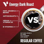 VitaCup Energy Dark Roast Coffee Pods, Boost Focus & Metabolism, Antioxidants, B Vitamins, Bold & Smooth,100% Arabica Coffee, Recyclable Single Serve Pod Compatible with Keurig K-Cup Brewers,16 Ct