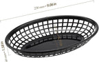80 Pack 9x5.7x1.6 Inch Black Plastic Fast Food Baskets, Restaurant Serving Basket, Oval Fast Food Serving Baskets for Picnic, Deli Serving, Chicken, Burgers and Fries