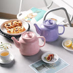 Sweejar 35 oz Porcelain Tea Pot, Teapot with Removable 18/8 Stainless Steel Infuser, Microwave & Dishwasher Safe Tea Maker, Tea Infuser Pots for Blooming loose Leaf Tea,Chrismas Women Gift(Purple)