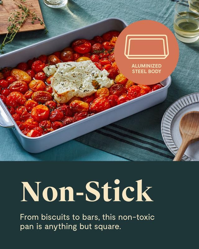 Caraway Non-Stick Ceramic 9”x13” Rectangle Pan - Naturally Slick Ceramic Coating - Non-Toxic, PTFE & PFOA Free - Perfect for Brownies, Lasagnas, and More - Sage