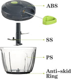 Cambom Manual Food Chopper Vegetable Cutter, Hand String Vegetable Chopper Onions Cutter for Vegetable Fruits Nuts BPA Free Food Safe Material, 650ml Gray