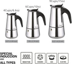 Coffee Maker 4 Cup Moka Pot Stainless Steel Percolator coffee pot Espresso Maker, Compatible with Gas, Electric, Ceramic, and Induction stovetops(6.6 fl oz/200 ml)