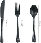 300 Pieces Of Black Plastic Silverware,Heavy Duty, 100 Forks, 100 Spoons, 100 Knives, Heat-Resistant and BPA-free Disposable Silverware,Party Supplies, High-end Utensils