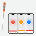AI Bluetooth Candy & Meat Thermometer with 20+ Presets, Smart Alerts via App (Type-C Rechargeable) Digital Instant Reading for Candy Making, BBQ, Deep Frying, & Liquids, 8" Long Probe,CT180-BT