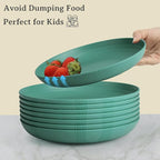 Wrova Wheat Straw Plates - 10 Inch Unbreakable Dinner Plates Set of 8 - Dishwasher & Microwave Safe Plastic Plates Reusable for Indoors and Outdoors (Green)