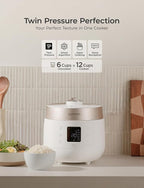 CUCKOO Twin Pressure Rice Cooker 6-Cup Uncooked / 12-Cup Cooked with Nonstick Inner Pot, Versatile Rice Maker & Warmer with 16 Menu Options, Open Cooking Mode, Voice Guide, White (CRP-ST0609FW)