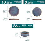 vancasso PLAYA Plates and Bowls Sets, 18 Pieces Grey-Blue Dinnerware Sets for Kitchen, Reactive Glaze Dishes Set for 6, Dishwasher and Microwave Safe