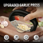Stainless Steel Garlic Press Rocker, 2025 New Garlic Mincer and Garlic Crusher, Easy-Squeeze Garlic Tool with Peeler and Cleaning Brush for Smashing Garlic (A2-1Pcs)