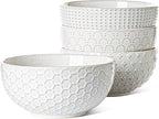LE TAUCI Large Soup Bowl 42 OZ, Ceramic Kitchen Bowl Set for Soup, Pho, Chip, Pasta, Fruits, Salad, Noodle and Ramen- 7 Inch, Set of 4, Arctic white