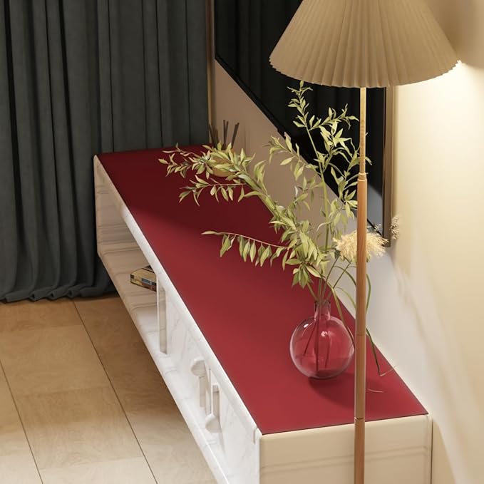 Leather Dresser Cover,1.8mm Thick,10x43 Inch,Dresser Protector Top,Dresser Top Protector,Dresser Cover Top,Dresser Top Cover,Dresser Cover Top for Bedroom.(Black+Wine Red,10x43)