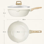 GiPP Ceramic Nonstick Deep Frying Pan Skillet, 12" Saute Pan with Lid, Induction Cookware Non Stick Cooking Pan, PTFE PFOA PFOS APEO Free,White