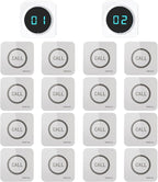 SINGCALL Restaurant Pager System Waiter Calling System Pagers and Beepers for Kitchen,Fast Food,Hotel,Restaurants,Cafe,Bar to Call Waiters 16 Waterproof Wireless Call Buttons 2 Number Display Receiver