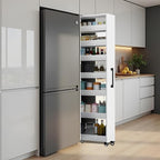 7-Tier Slim Storage Cart, Wooden Rolling Pantry Cabinet with Wheels, Narrow Shelf Organizer for Kitchen, Bakers Rack, Dining Room, Closet, Small Spaces Dark Walnut 73.2‘’H*5.9''W*19.6''D