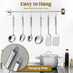 Stainless Steel Kitchen Utensils Set, 10 PCS Stainless Steel Utensils Set for Cooking, Heat Resistant Spatula Cooking Utensils Set with Turners, Serving Spoon, Ladle, Skimmer, Pasta Fork