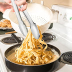 2 Pack Serving Tongs Serving Utensils Salad Tongs Metal Buffet Tongs Non-slip & Easy Grip Stainless Steel Plated Buffet Serving Tongs, Salad, Ice, Oven (9.5 Inch) (Silver)