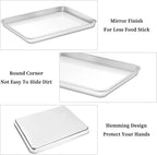 Deedro Baking Sheet with Rack Set [2 Sheets + 2 Racks], Stainless Steel Cookie Half Sheets Baking Pan Oven Tray with Cooling Rack, 12 x 10 x 1 Inch, Heavy Duty, Non-toxic, Easy Clean
