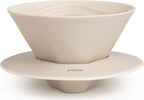 Palatti Dune Porcelain Pour Over Coffee Dripper, Ceramic Pour Over Coffee Maker, Adapt to 185 or 155 Flat Bottom Basket Filters, Medium Flow Rate, Interchangeable Wall and Base, 1-4 cups