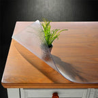 NECAUX 17 x 52 Inch Frosted Table Protector, 1.5mm Thick Plastic Desk Pad Mat of Desk Vinyl Clear Table Top Cover Protector for Coffee Table Computer Desk Writing Desk Dresser Vanity Makeup Room Decor