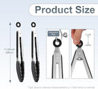 Premium Stainless Steel Heat Resistant Kitchen Tongs for cooking,set of 9" and 9" (Black),Non Scratch Silicone cooking Tong Tip for Cooking Pans,Strong Grip BBQ tongs for Grabbing Hot Food