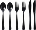 300 Pieces Of Black Plastic Silverware,Heavy Duty, 100 Forks, 100 Spoons, 100 Knives, Heat-Resistant and BPA-free Disposable Silverware,Party Supplies, High-end Utensils