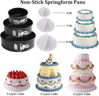 Gawren-H&E Cake Decorating Supplies Kit, 678 PCS Cake Decorating Kit & Cake Baking Suppplies set with Cake Carrier,3 Springform Pans Set,Piping Bags and Tips Set,Chocolate Molds,Cake Stand for Baking