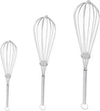 Chandler Whisks for Cooking | Pack of 3 | Small Set – Stainless Steel Whisk - Perfect for Blending, Beating, and Stirring - Heat Resistant, Anti-Rust Kitchen Whisk, Hand Mixer (Sizes 5’’, 7’’, 9’’)