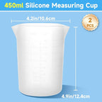 Gartful 450ml Large Silicone Measuring Cups, 15OZ Reusable Squeeze and Pour Resin Cups for Epoxy, Casting Molds, Slime, Craft Art Projects, Cup Making, Waxing, 2 Packs