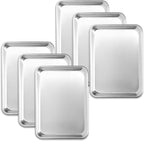 6 Pack Quarter Size Baking Sheet Pans, Aluminum Commercial Cookie Sheets Non-Stick, 13"x10"