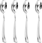 Liacere 200PCS Silver Plastic Spoons - Heavy Duty Disposable Spoons - dessert Spoons for Wedding & Party & New Year & Valentine's Day