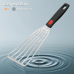 Fish Spatula Stainless Steel, Flexible Metal Spatulas with Silicone Handle, Slotted Turner for Kitchen, Cooking, Grilling, Flipping, Turning, Egg, Pancake and Burger (Small and Large)