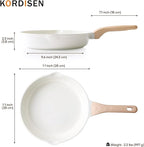 Kordisen Nonstick Ceramic Frying Pan, 11 Inch Ceramic Skillet, Healthy Non Toxic Cooking Pan, Stay-Cool Handle, Induction Compatible, PFOA & PFAS Free, White