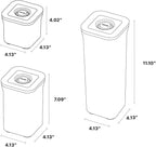 VAKUEN Premium Airtight Food Storage Containers, Square-S 3PC-SET, Smart One-Click Seal Lid, No Hinges, 100% Leak Proof, BPA-FREE, Dishwasher, Freezer & Microwave Safe