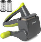 Cheese Grater Hand Crank, Patented Rotary Parmesan Cheese Grater Cheese Shredder Handheld with Fine & Coarse Drums, Restaurant Cheese Grinder with Handle for Hard Cheese, Gray Green