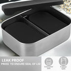Leak proof Stainless Steel Lunch Box containers | Stainless Steel bento box | Sandwich ,snacks Food Storage with divider compartment| Meal prep| Snack |Metal lunch box| Korean Lunch Box| Black -Small